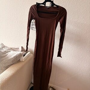 Fashion Nova Brown Long Sleeve Dress